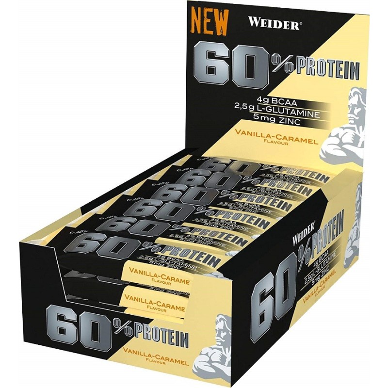 60% Protein Bar Cookies & Cream 24 x 45g Weider