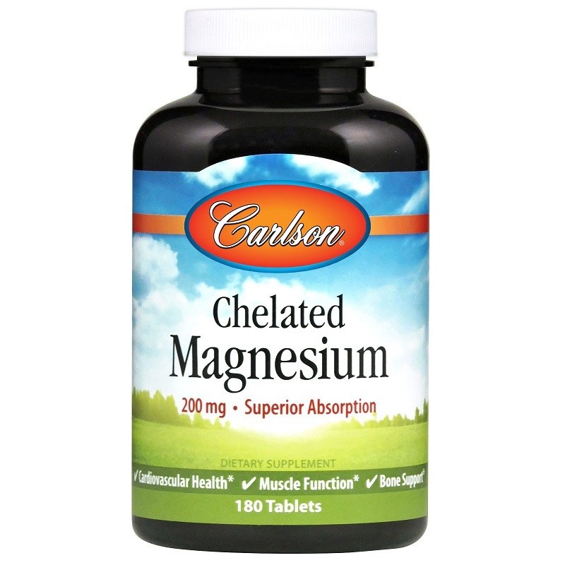 Magnez Chelatowany 200mg 180 tabletek Carlson Labs