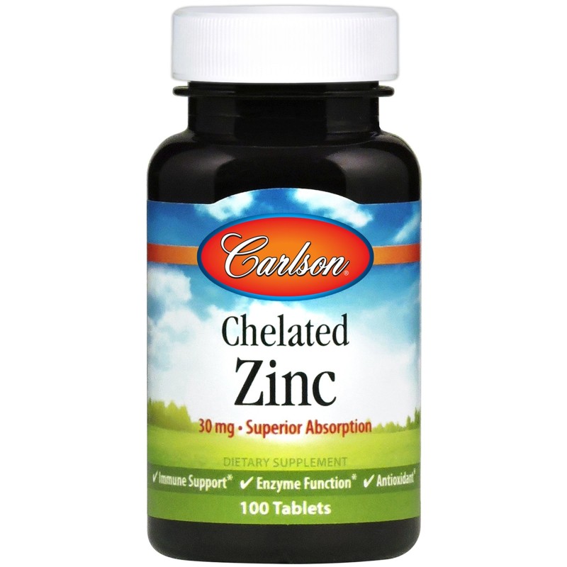Chelated Zinc 30mg 100 tablets Carlson Labs