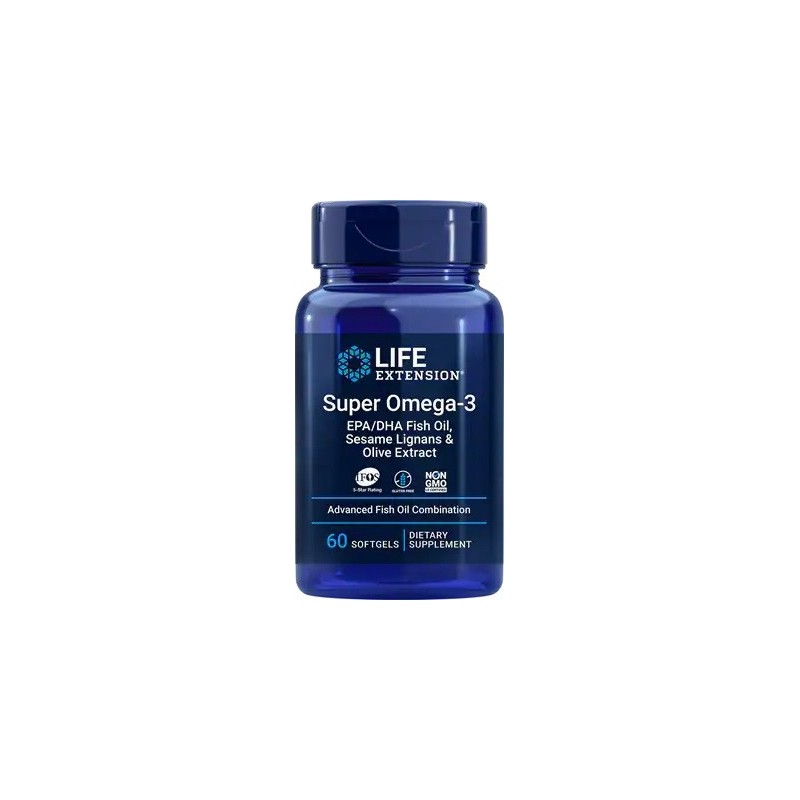 Super Omega-3 EPA/DHA z Lignanami Sezamu i Ekstraktem z Oliwek 60 kapsułek żelowych Life Extension