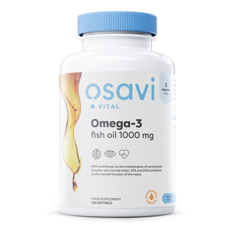 Olej rybi Omega-3 destylowany molekularnie 1000 mg (cytryna) 120 kapsułek Osavi