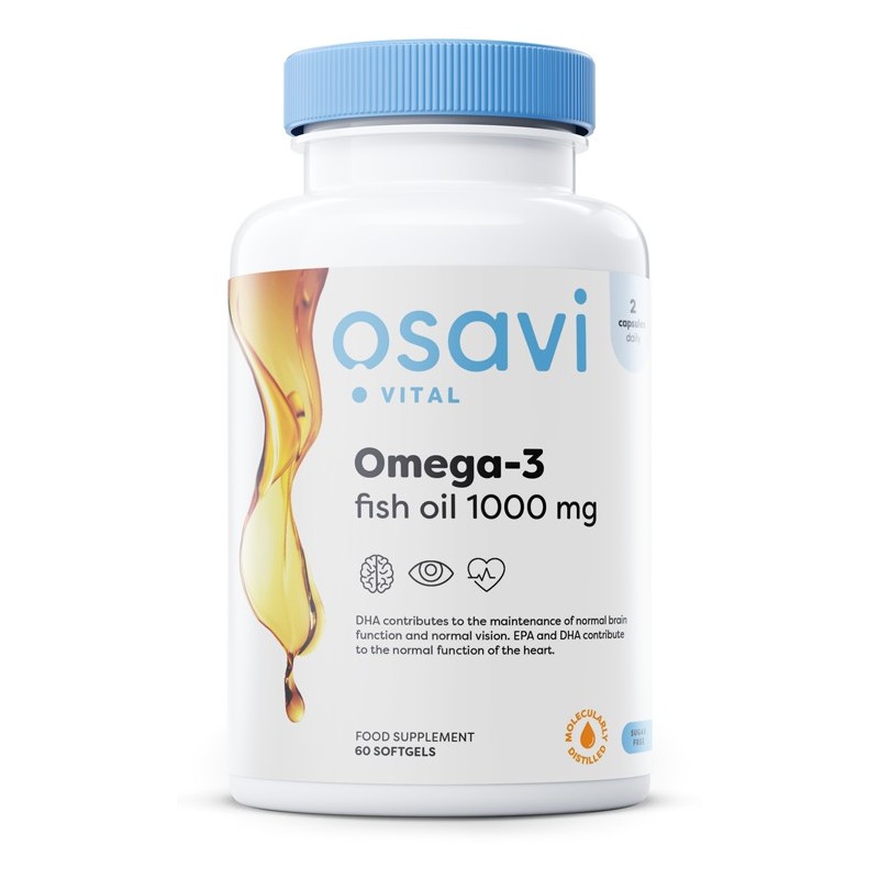 Omega-3 Fish Oil Molecularly Distilled 1000mg Lemon 60 softgels Osavi