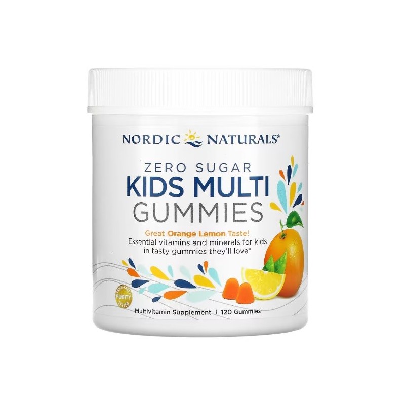 Multiwitamina dla Dzieci Zero Cukru Pomarańcza Cytryna 120 żelków Nordic Naturals