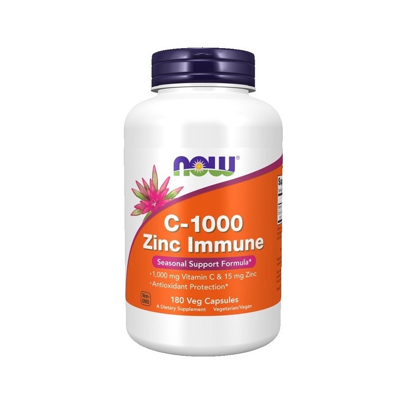 C-1000 Zinc, Immune 180 vcaps NOW Foods