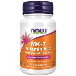 MK-7 Vitamin K-2 300mcg, Extra Strength 60 vcaps NOW Foods