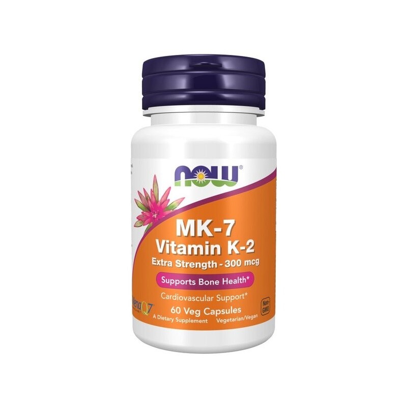 MK-7 Vitamin K-2 300mcg, Extra Strength 60 vcaps NOW Foods