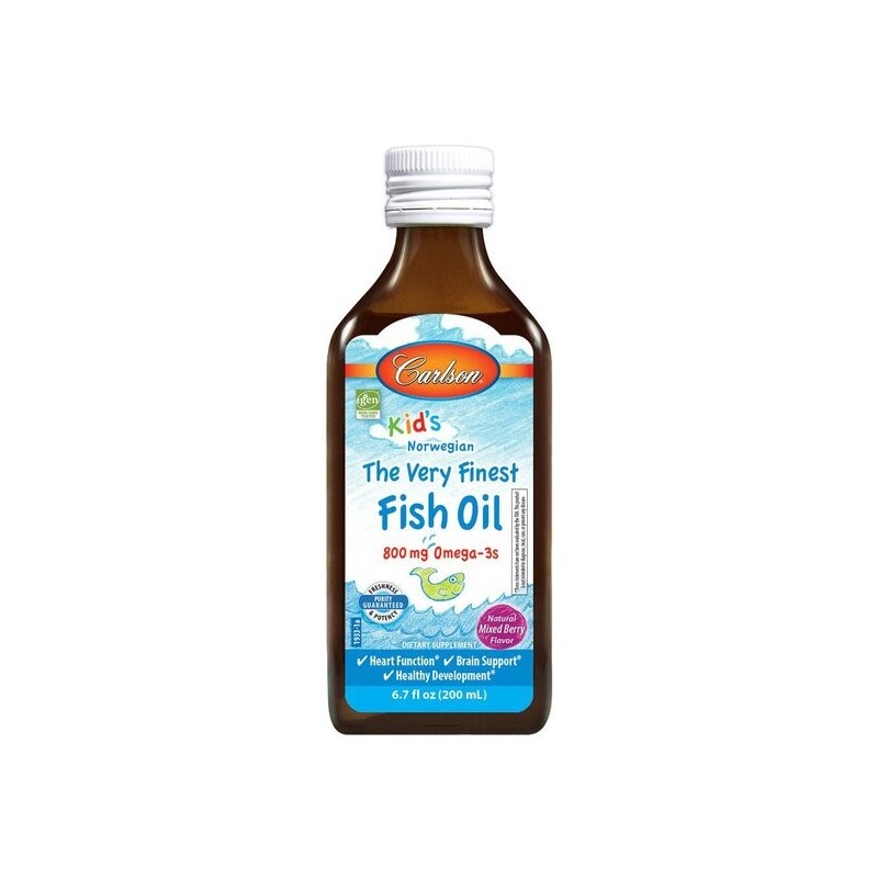 Najlepszy Olej Rybny dla Dzieci 800mg naturalny smak jagodowy 200ml Carlson Labs