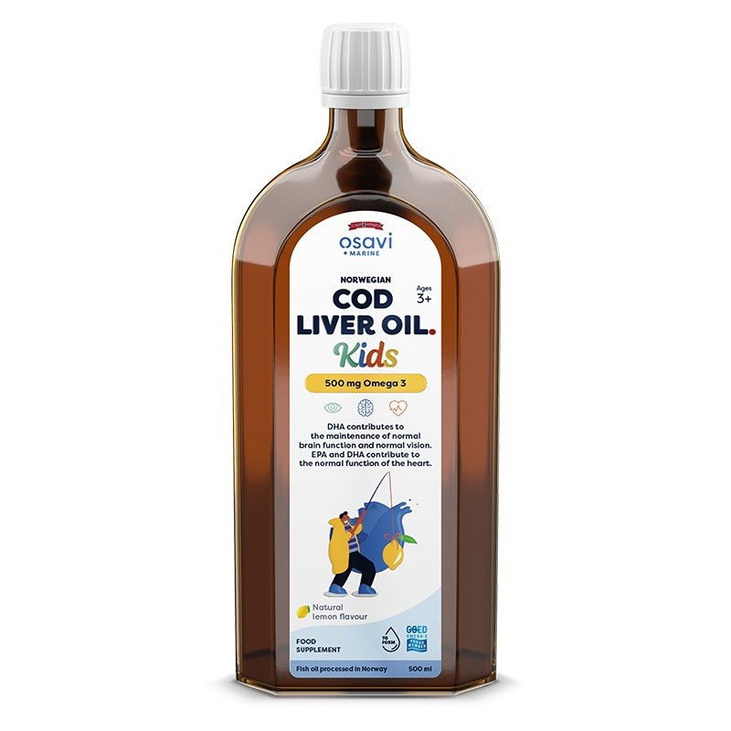 Norweski Olej z Wątroby Dorsza dla Dzieci 500mg Omega 3 Cytryna 500ml Osavi