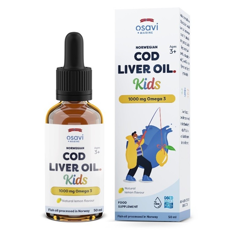 Norwegian Cod Liver Oil Kids 1000mg Omega 3 Lemon 50ml Osavi