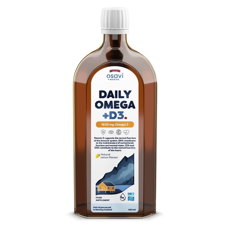 Codzienna Omega 3 + D3 1600mg Smak Naturalna Cytryna 500ml Osavi