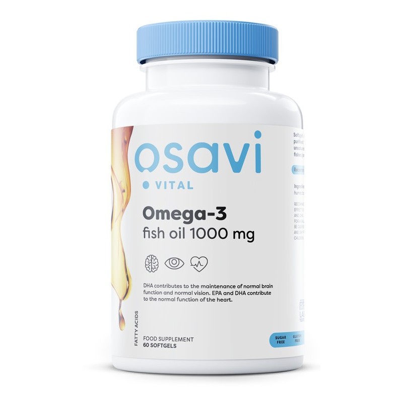 Olej Rybi Omega-3 Destylowany Molekularnie 1000mg 60 kapsułek Osavi