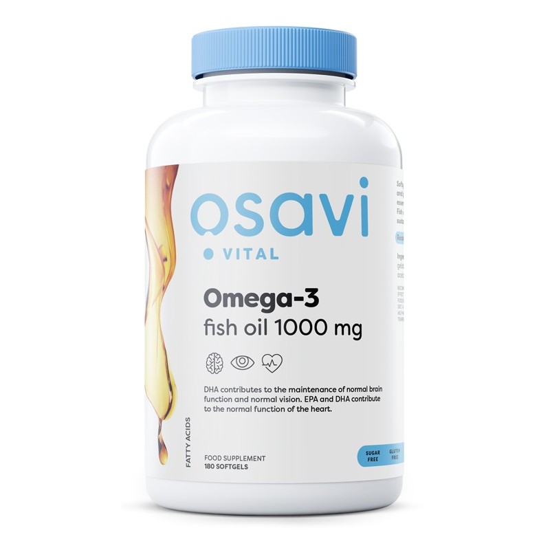 Olej Rybi Omega-3 Destylowany Molekularnie 1000mg 180 kapsułek Osavi