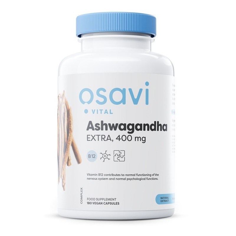 Ashwagandha Extra 400 mg 180 kapsułek wegańskich Osavi