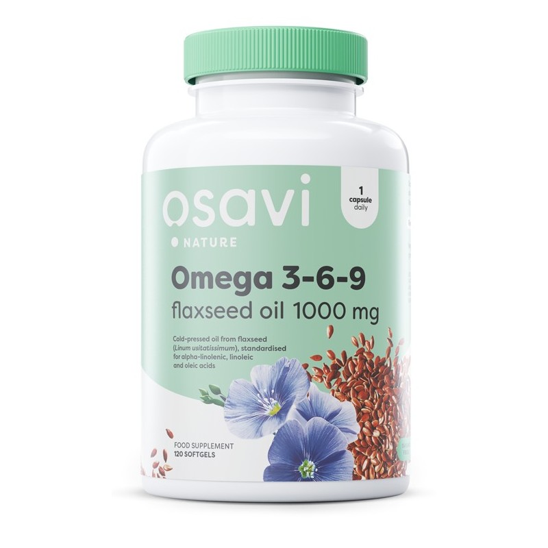 Omega 3-6-9 Olej lniany 1000mg 120 kapsułek Osavi