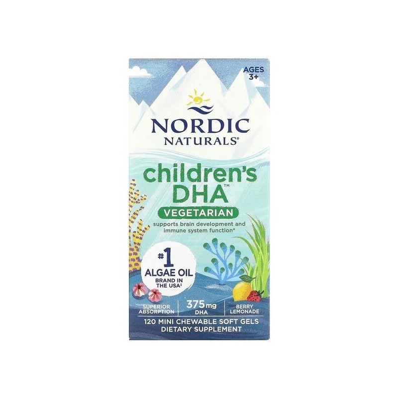 Children's DHA Vegetarian 375mg Berry Lemonade 120 chewables Nordic Naturals