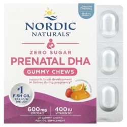 Prenatalne Żelki DHA o Smaku Truskawkowo-Pomarańczowym 27 sztuk Nordic Naturals