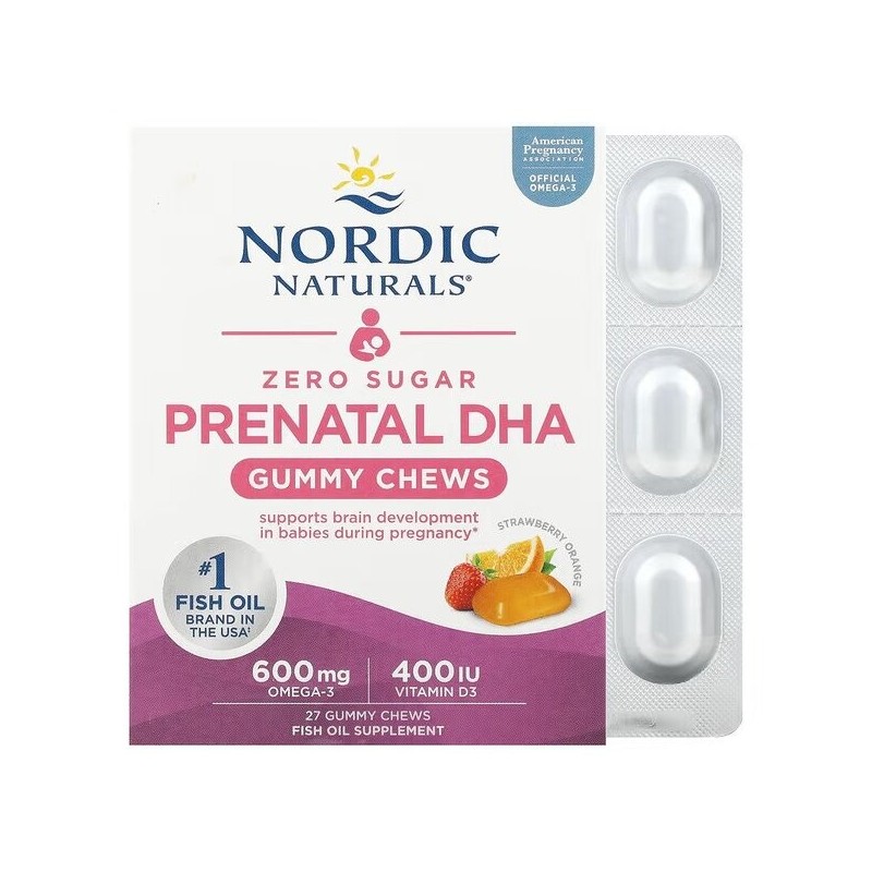Prenatal DHA Gummy Chews Strawberry Orange 27 gummies Nordic Naturals