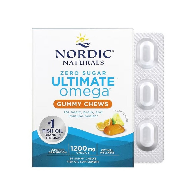 Ultimate Omega Żelki do Żucia 1200mg Smak Owoce Tropikalne 54 sztuki Nordic Naturals