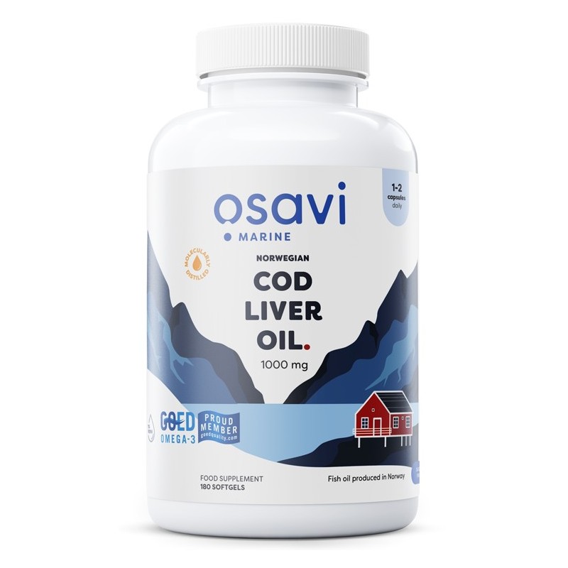 Olej z Wątroby Dorsza Norweskiego 1000mg Cytryna 180 kapsułek Osavi