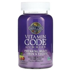 Vitamin Code Prenatal Multi z Żelazem i Kwasem Foliowym Smak Wiśniowo-Lemoniadowym 90 gum Garden of Life