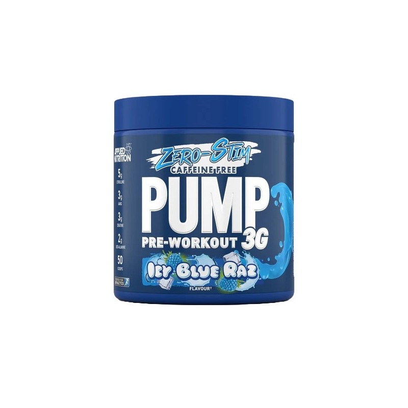 Pump 3G Pre-Workout (Zero Stimulant), Icy Blue Raz 375g Applied Nutrition