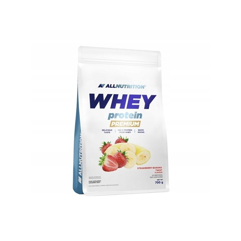 Whey Protein Premium Smak Truskawkowo-Bananowy Twist 700g Allnutrition