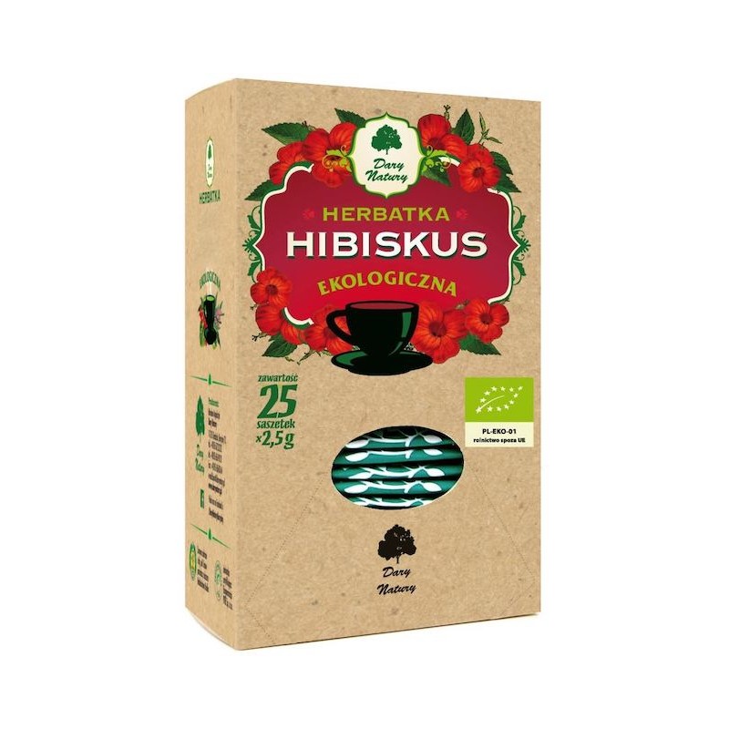 Herbatka Hibiskus BIO (25 x 2,5 g) 62,5g Dary Natury