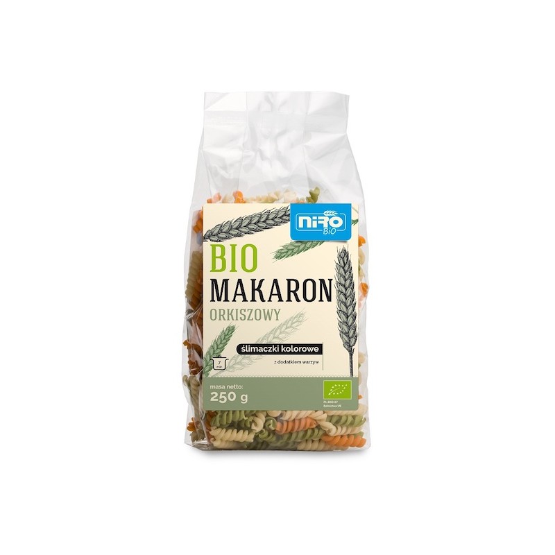 Makaron Orkiszowy Trójkolorowy Ślimaczki BIO 250g Niro