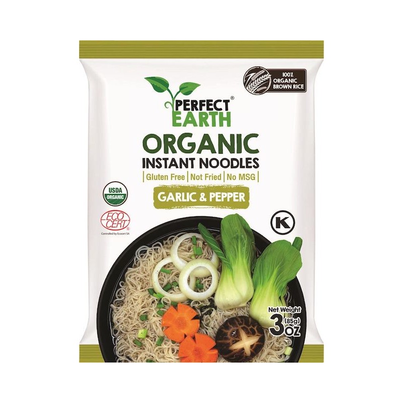 Organic Gluten-Free Instant Noodles Gralic & Pepper 85g Perfect Earth