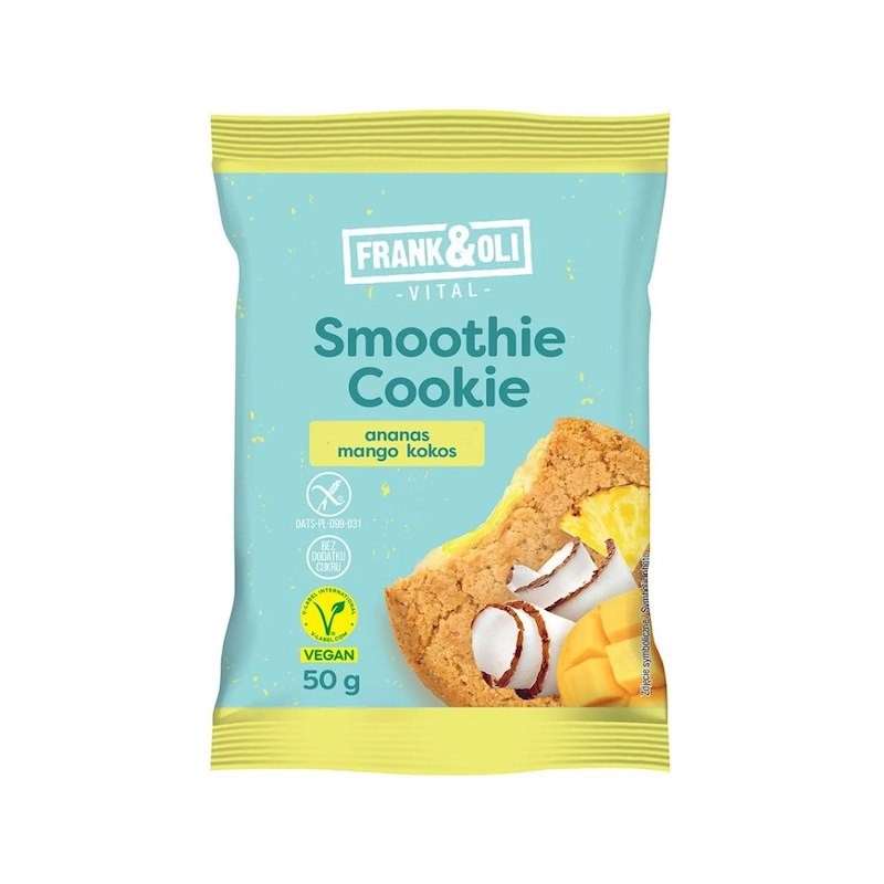 Gluten-Free Vegan Smoothie Cookie Pineapple, Coconut & Mango No Sugar 50g Frank & Oli