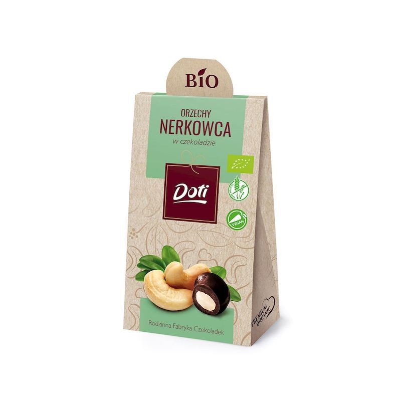 Orzechy Nerkowca w Czekoladzie Gorzkiej Bezglutenowe BIO 50g Doti