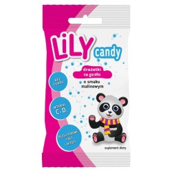 Drażetki o Smaku Malinowym na Gardło 40g LILY Candy