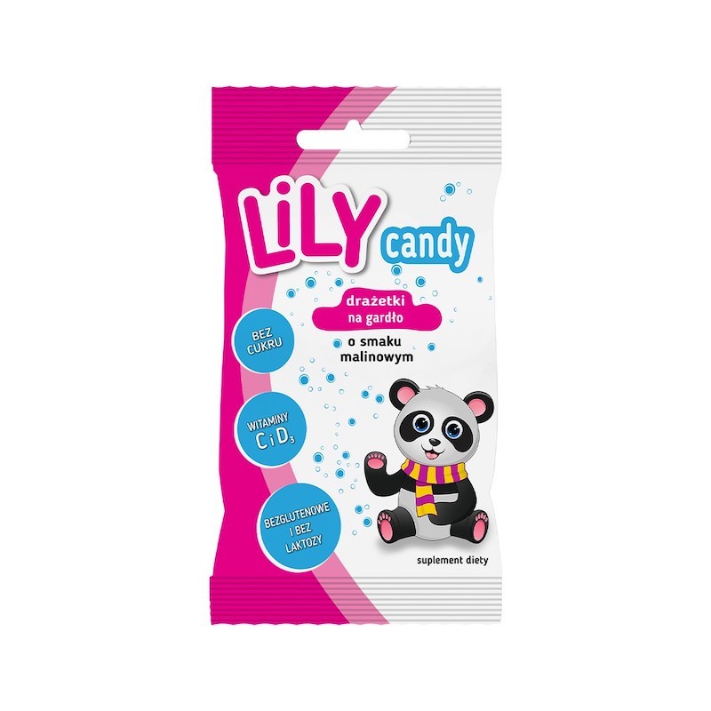 Drażetki o Smaku Malinowym na Gardło 40g LILY Candy