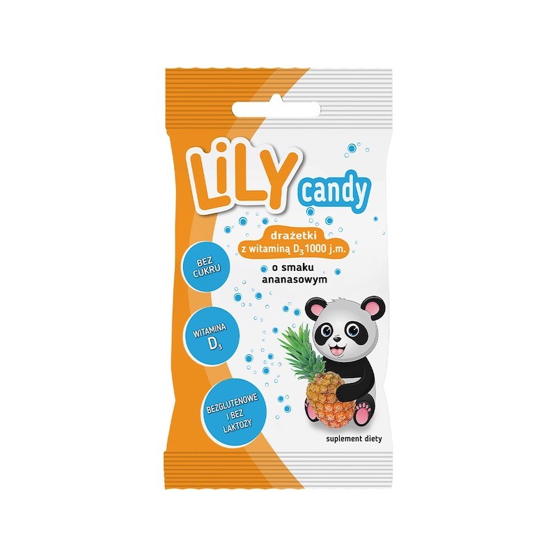 Drażetki o Smaku Ananasowym z Witaminą C i D 40g LILY Candy