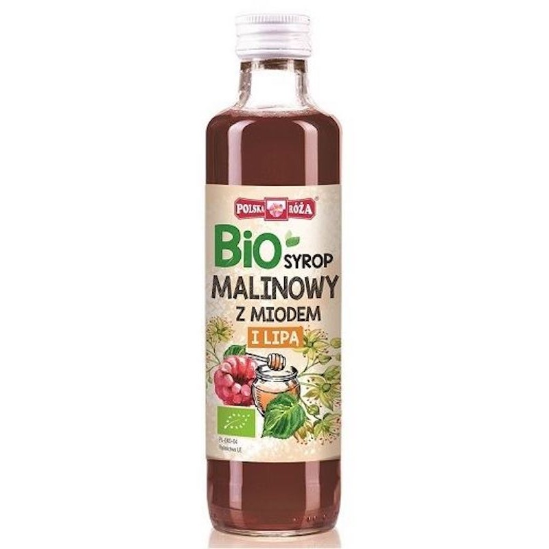 Syrop Malinowy z Miodem i Lipą BIO 250ml Polska Róża