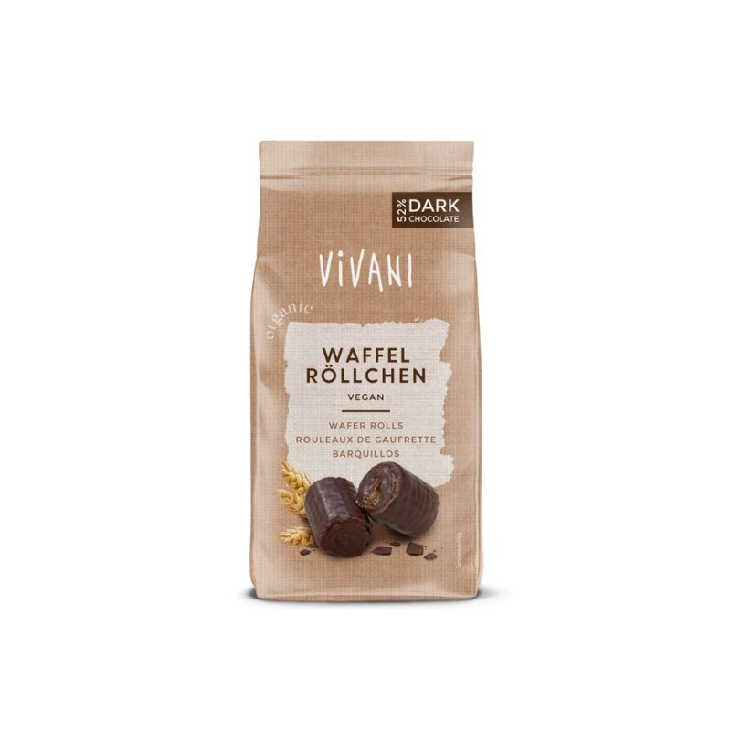 Organic Wafer Rolls With Dark Chocolate 125g Vivani