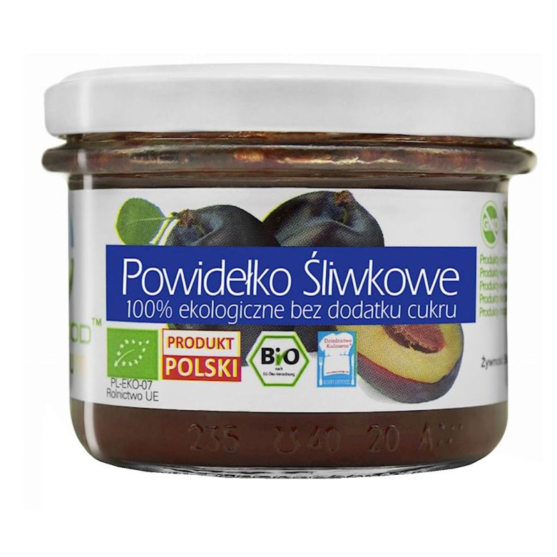 Powidełko Śliwkowe Bez Dodatku Cukrów Bezglutenowe 180g Bio Food