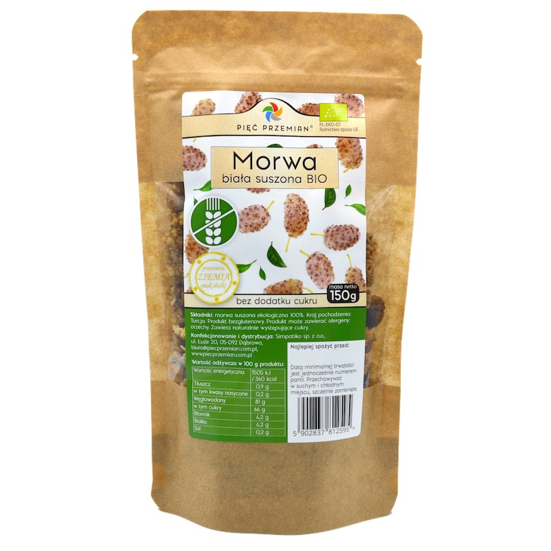 Organic Dried White Mulberry 150g Pięć Przemian