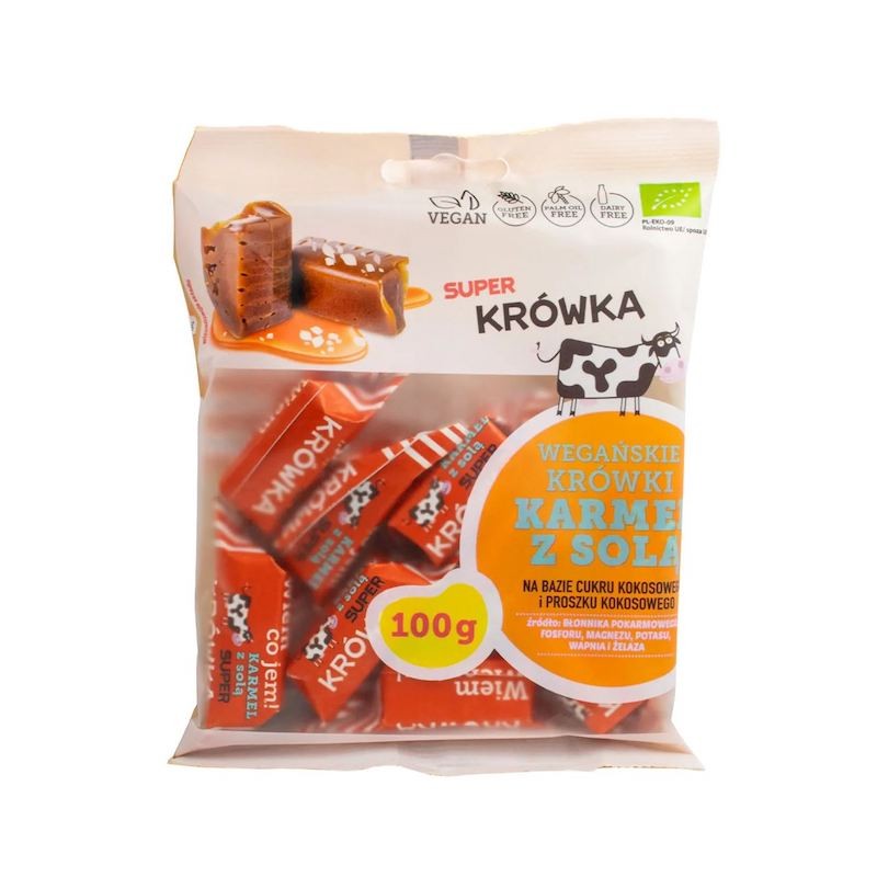 Krówki Bezmleczne Karmel z solą Bezglutenowe BIO 100g Super Krówka