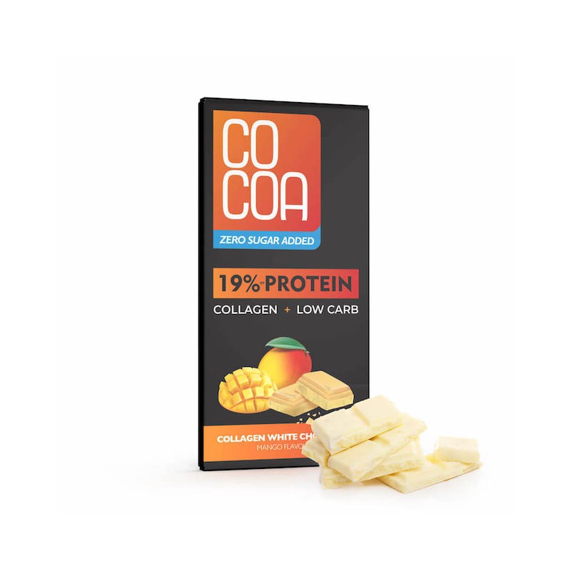 White Protein Chocolate MANGO With Collagen No Sugar 65g Cocoa