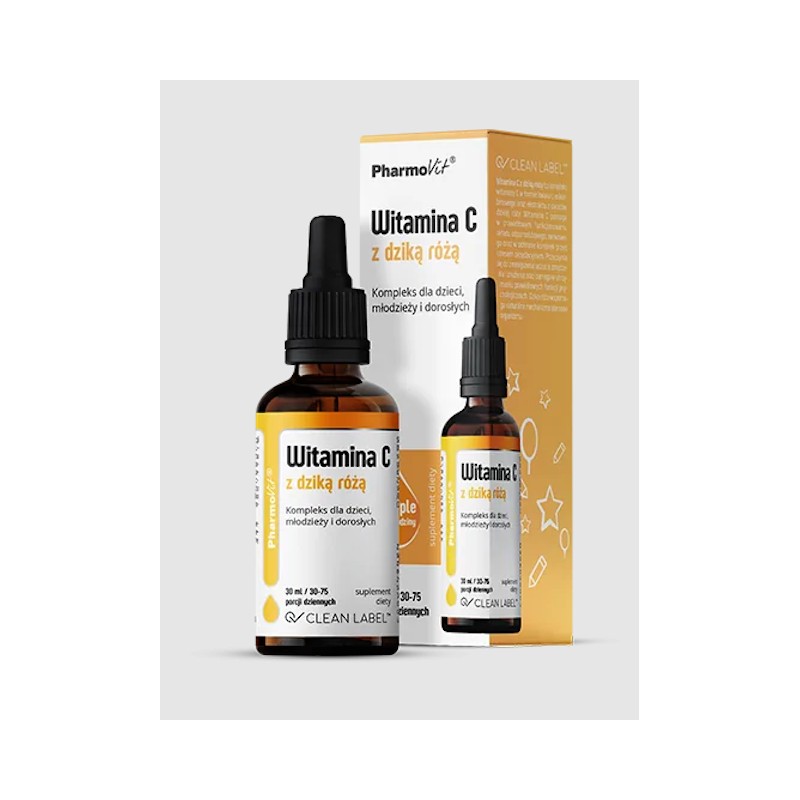 Witamina C z Dziką Różą Bezglutenowa w Kroplach 30ml Pharmovit