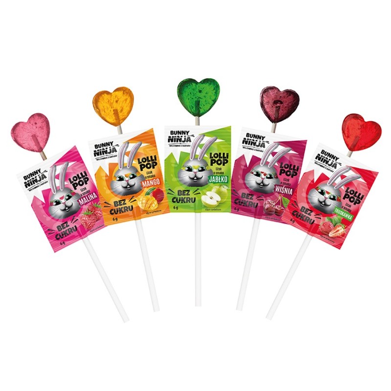 Lizak Owocowy Bez Cukru 6g Bunny Ninja