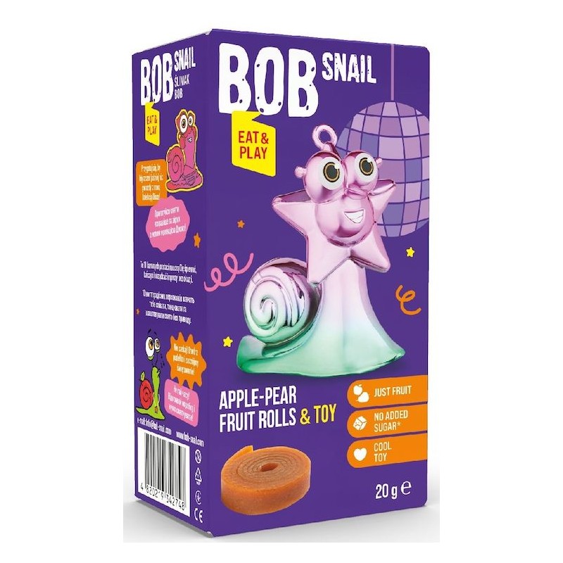 Przekąska Roll Eat & Play Jabłko-Gruszka z Zabawką Bezglutenowa 20g Bob Snail