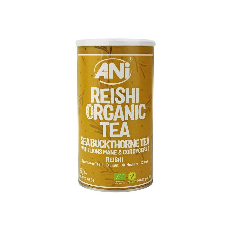 Organic Sea Buckthorn Tea REISHI+LION'S MANE+CORDYCEPS 70g Ani