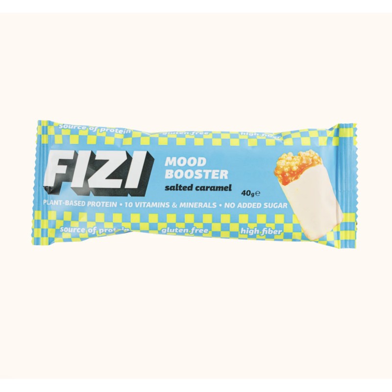 Bezglutenowy Baton MOOD BOOSTER Salted Caramel Bez Cukru 40g Fizi