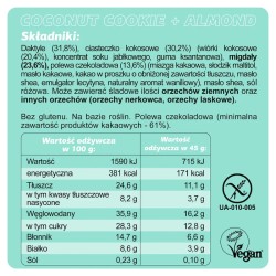 Bezglutenowy Baton GUILTY PLEASURE Kokos + Migdał  Bez Cukru 45g Fizi