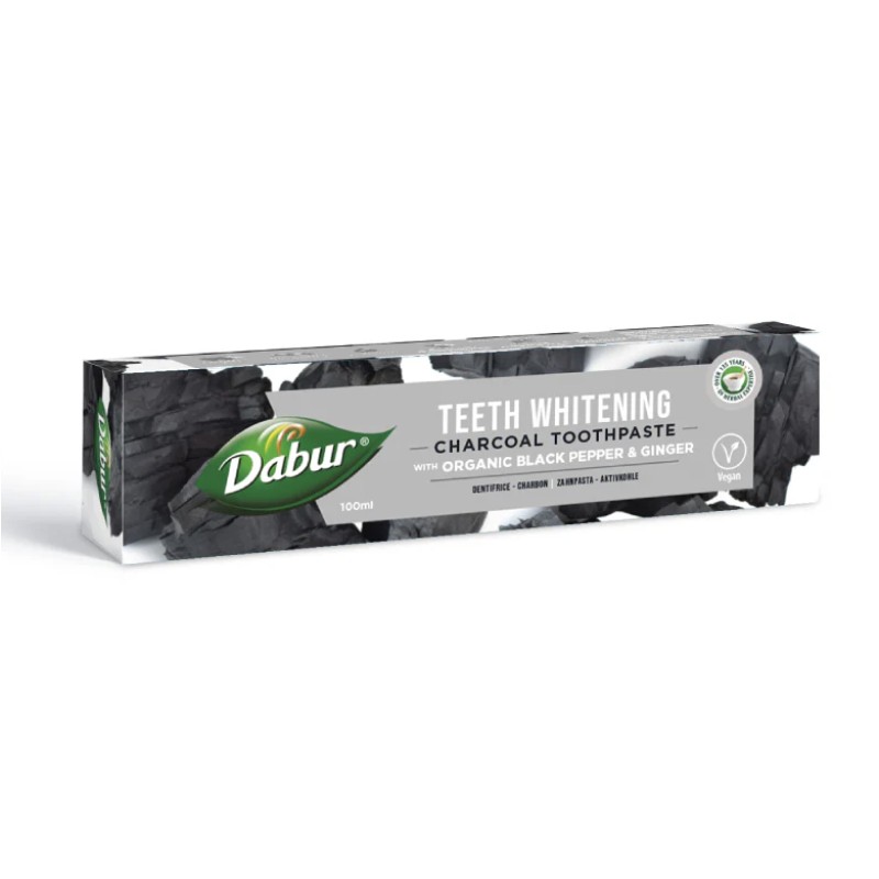 TEETH WHITENING Toothpaste With Organic Black Pepper & Ginger, Fluoride Free 100ml Dabur