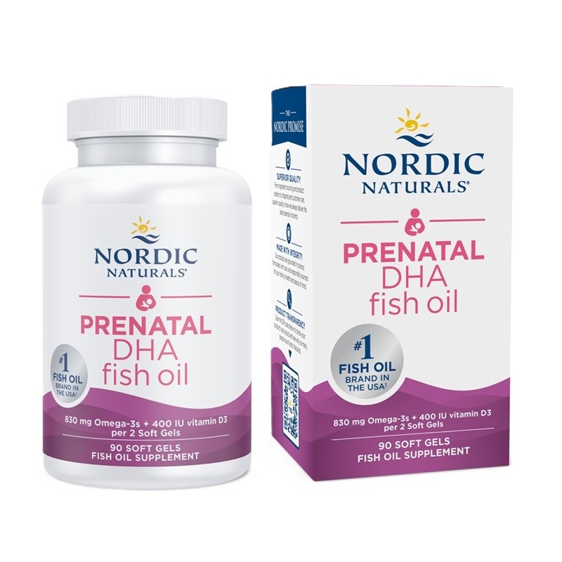 Prenatal DHA 830mg Omega-3 + 400IU D3 Unflavored 90 softgels Nordic Naturals