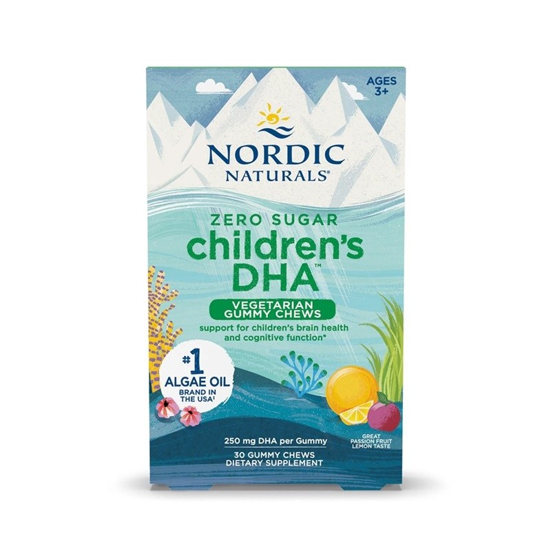 Wegetariańskie Żelki dla Dzieci z DHA 250mg Marakuja i Cytryna 30 żelków Nordic Naturals