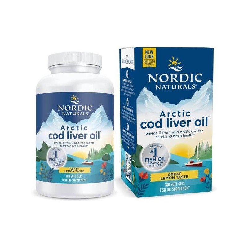 Arctic Cod Liver Oil 750mg Lemon 180 softgels Nordic Naturals